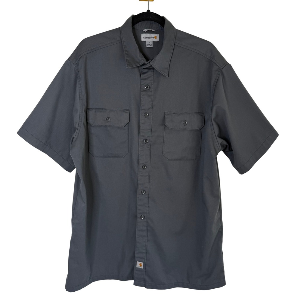 Carhartt S223 Short Sleeve Twill Work Shirt Mens XL Gray Button Up Shirt Utility